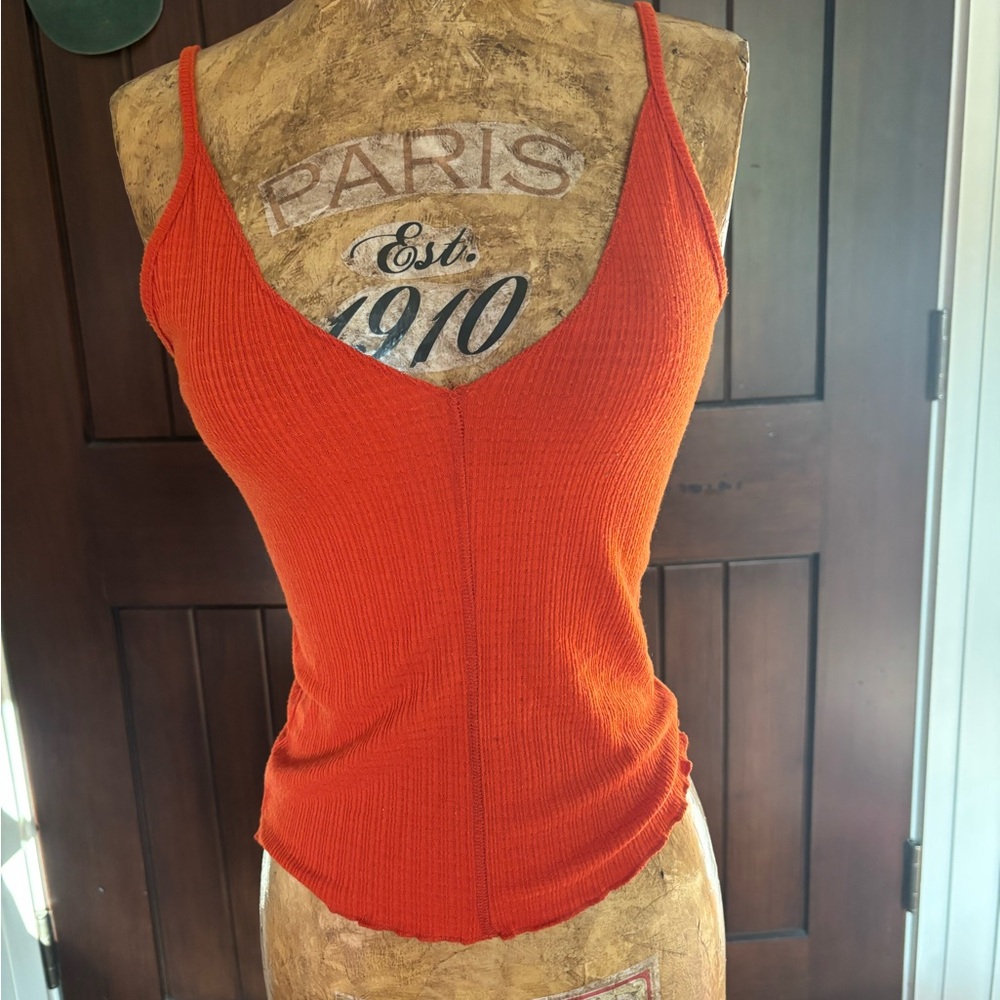 Orange Ribbed Women's Top